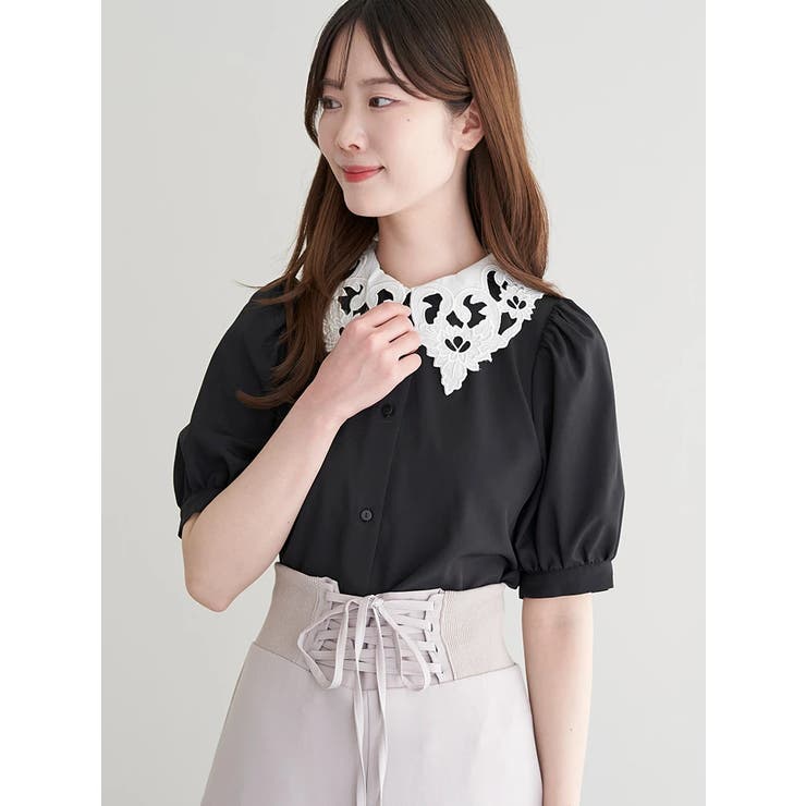 信頼も厚い 襟レースブラウス[品番：PLMW0014294]｜LUDIC PARK（ルディック シャツ+ブラウス(長袖+七分)