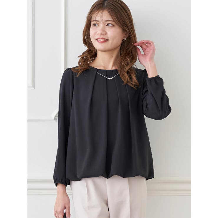 ラクケアアクセサリー付きタックバルーンブラウス | LUDIC PARK | 詳細画像1 