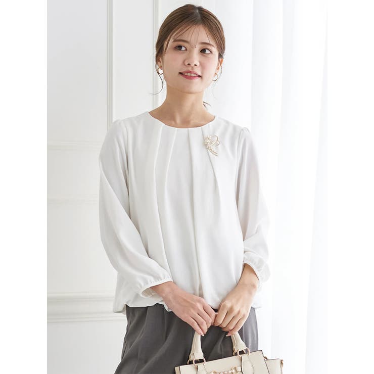 ラクケアアクセサリー付きタックバルーンブラウス | LUDIC PARK | 詳細画像3 