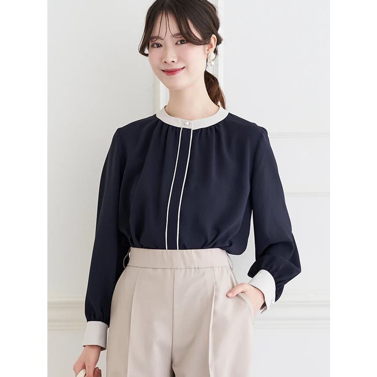 ラクケア 配色パイピングブラウス | LUDIC PARK | 詳細画像1 