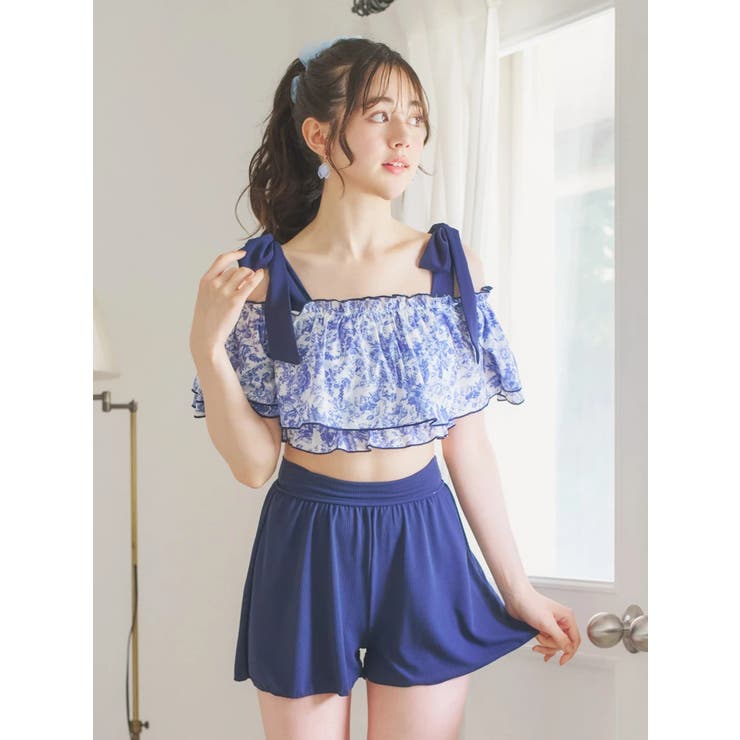 花柄・ドット柄×オフショル水着 スイムウェア 3点セット | Resort Island | 詳細画像1 