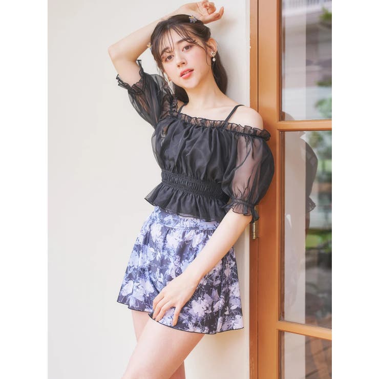 オーガンジー×オフショル水着 スイムウェア 3点セット | Resort Island | 詳細画像15 