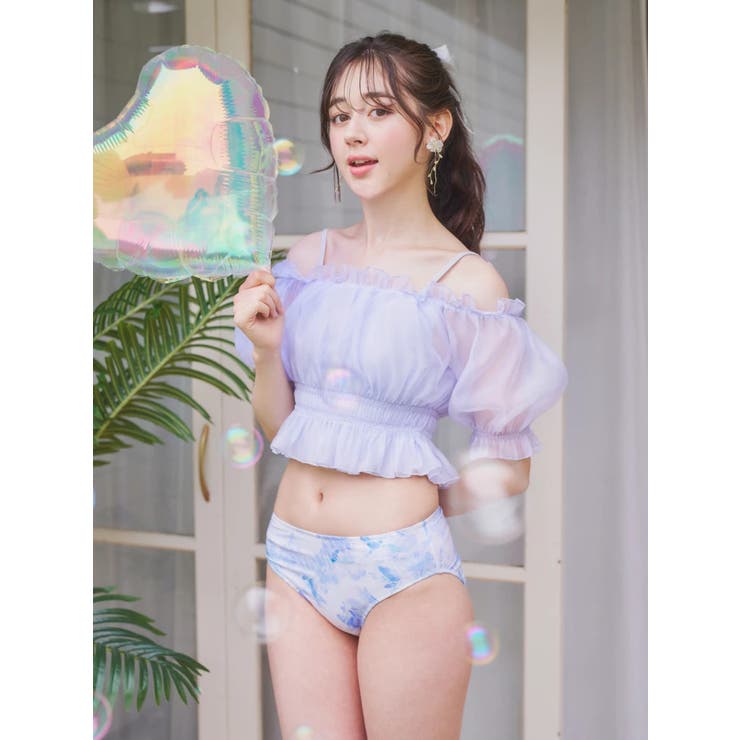 オーガンジー×オフショル水着 スイムウェア 3点セット | Resort Island | 詳細画像27 