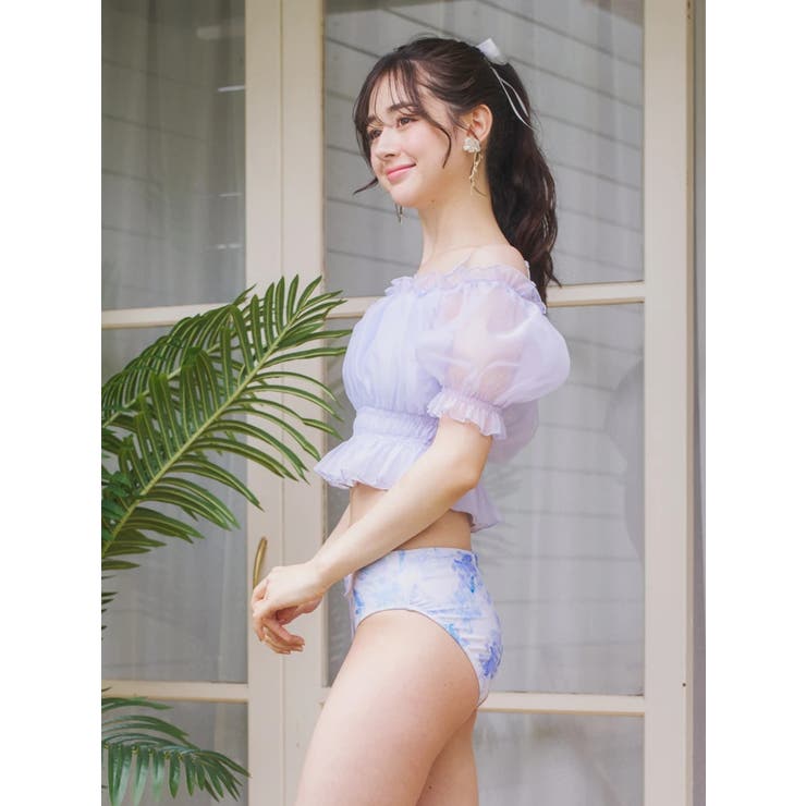 オーガンジー×オフショル水着 スイムウェア 3点セット | Resort Island | 詳細画像28 