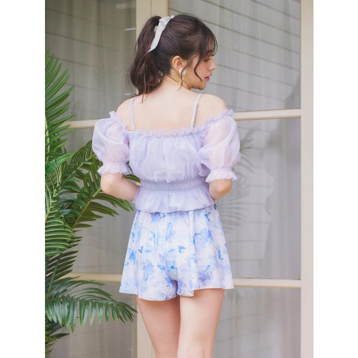 オーガンジー×オフショル水着 スイムウェア 3点セット | Resort Island | 詳細画像35 