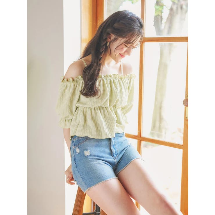 ジャガード×オフショル水着 スイムウェア 3点セット | Resort Island | 詳細画像1 