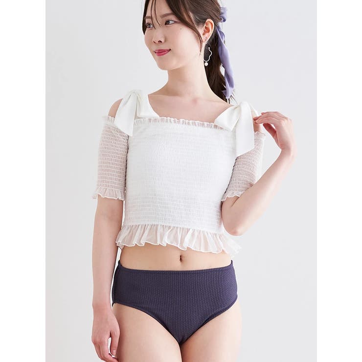 シャーリング×オフショル水着 スイムウェア 3点セット | Resort Island | 詳細画像9 