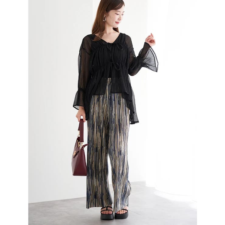 フロントダブルリボンブラウス（無地・ストライプ柄） | LUDIC PARK | 詳細画像13 