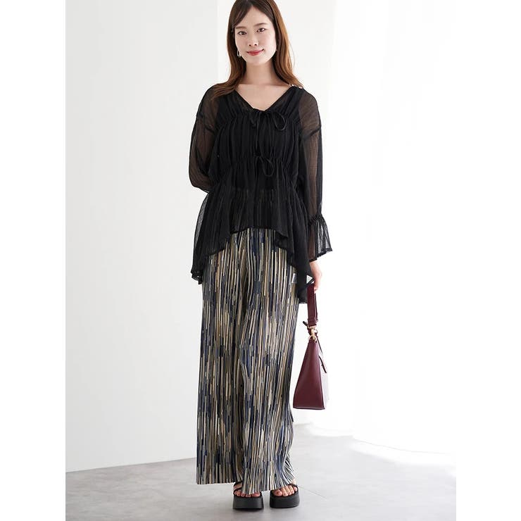 フロントダブルリボンブラウス（無地・ストライプ柄） | LUDIC PARK | 詳細画像14 