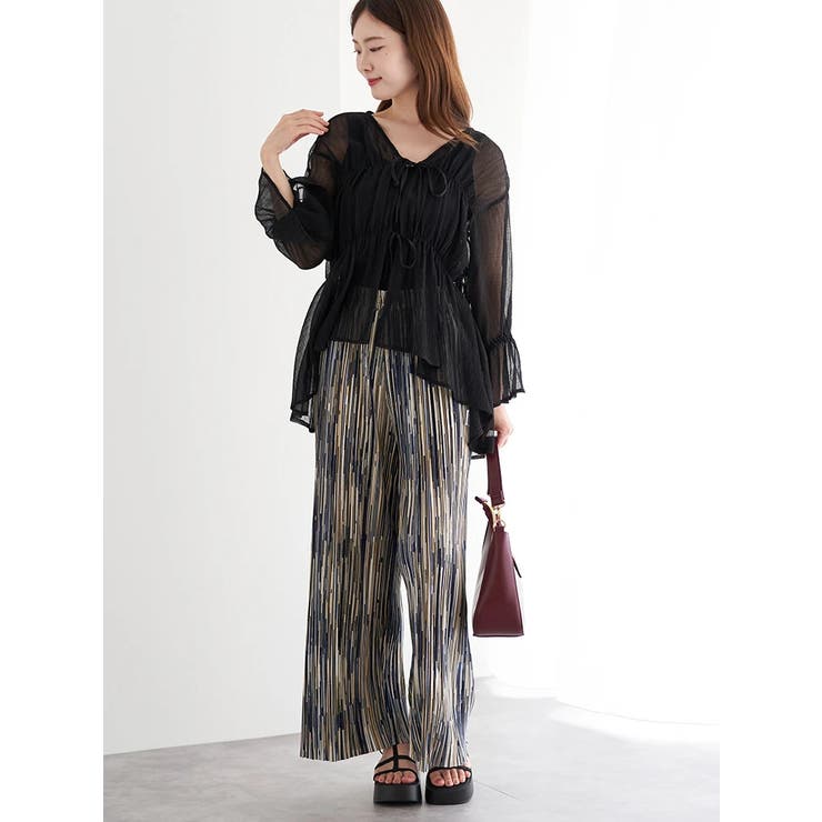 フロントダブルリボンブラウス（無地・ストライプ柄） | LUDIC PARK | 詳細画像15 