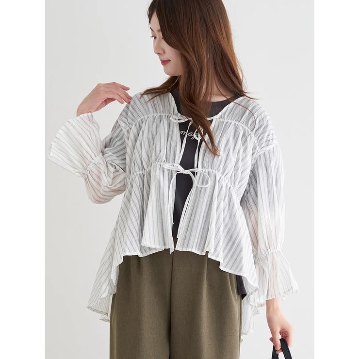 フロントダブルリボンブラウス（無地・ストライプ柄） | LUDIC PARK | 詳細画像16 