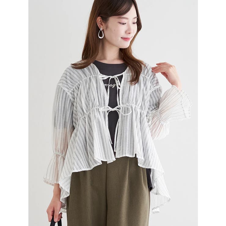 フロントダブルリボンブラウス（無地・ストライプ柄） | LUDIC PARK | 詳細画像17 