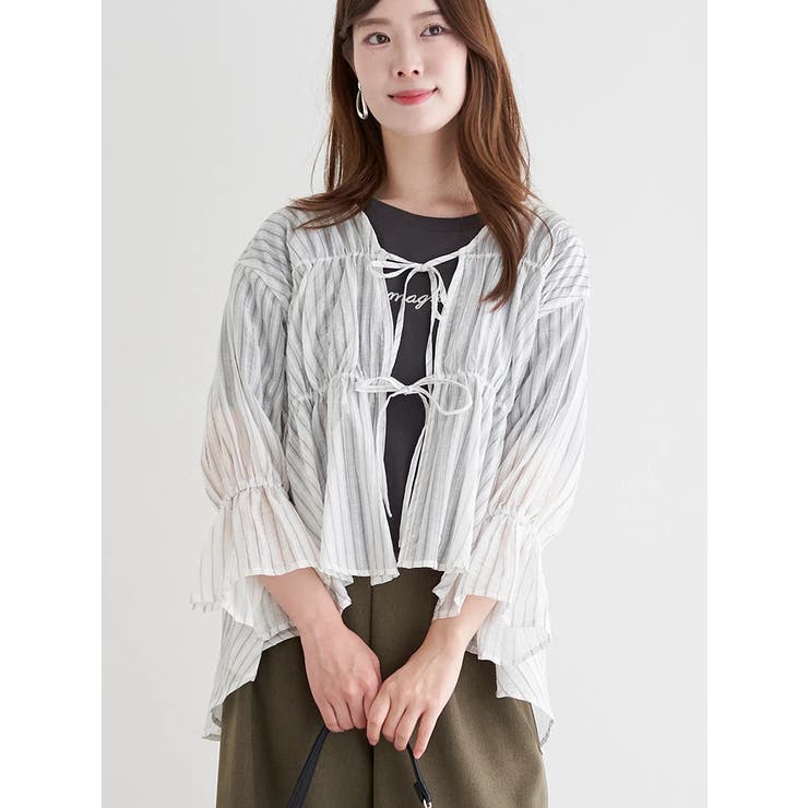 フロントダブルリボンブラウス（無地・ストライプ柄） | LUDIC PARK | 詳細画像18 