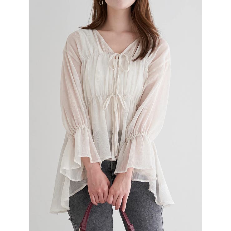 フロントダブルリボンブラウス（無地・ストライプ柄） | LUDIC PARK | 詳細画像22 