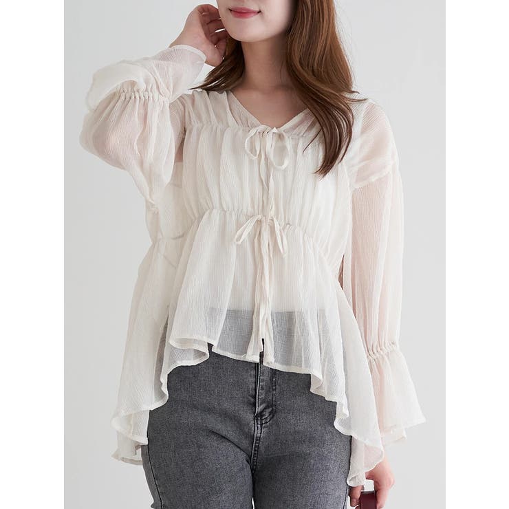 フロントダブルリボンブラウス（無地・ストライプ柄） | LUDIC PARK | 詳細画像23 