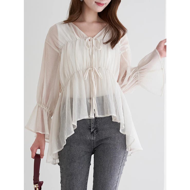 フロントダブルリボンブラウス（無地・ストライプ柄） | LUDIC PARK | 詳細画像24 