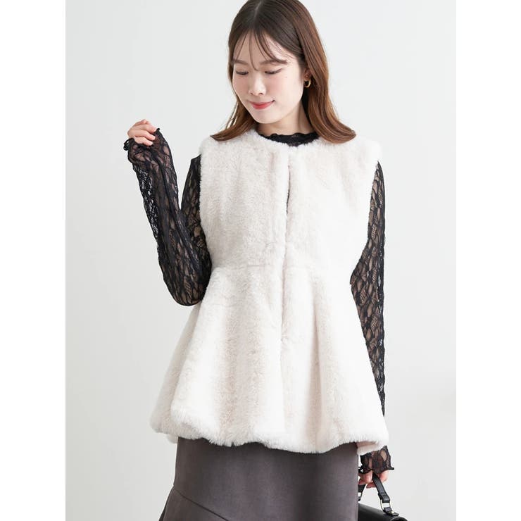 アイボリー | ファーペプラムジレ | LUDIC PARK