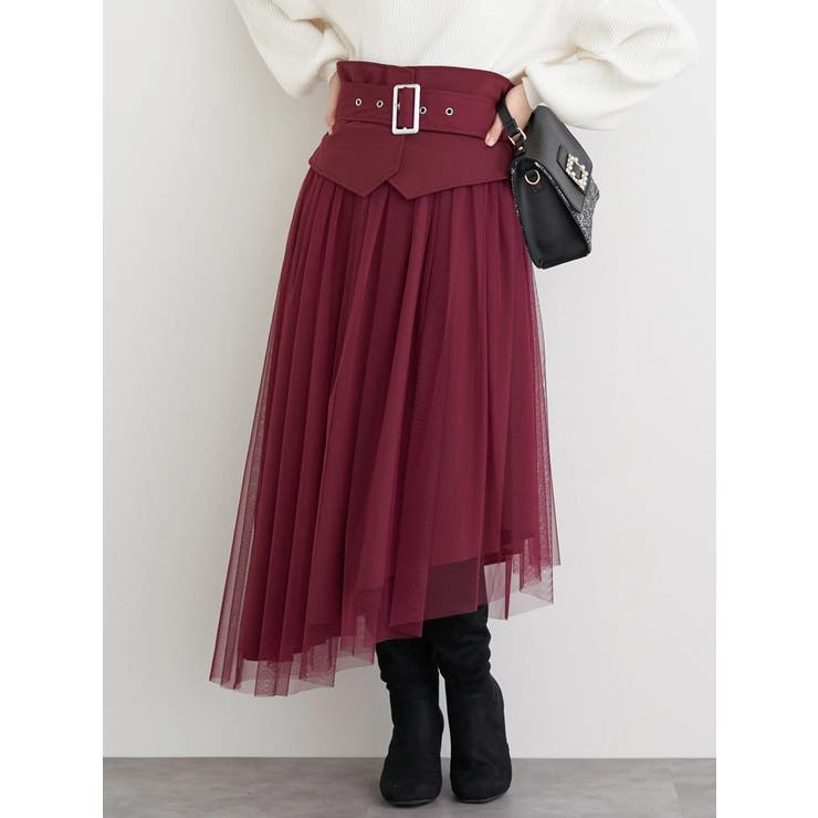 【未使用タグ付】フランシュリッペ 2wayチュールフレアスカート レース M 紺 新品タグ付き 新品 Chico 2WAY チュールランダムフレアスカート 黒