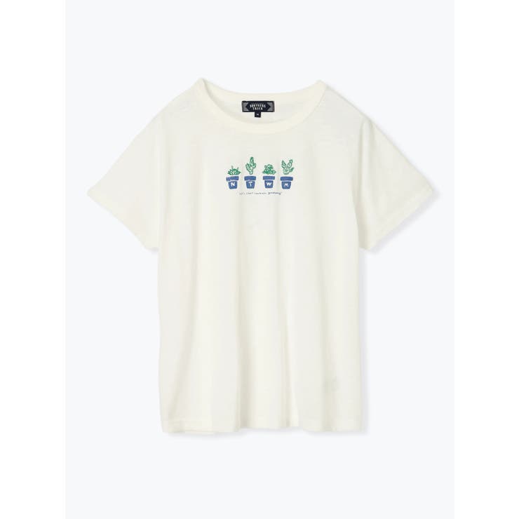 白 | 鉢植えプリント×刺しゅうTシャツ | LUDIC PARK