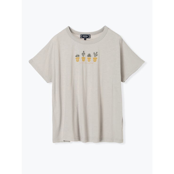 グレー | 鉢植えプリント×刺しゅうTシャツ | LUDIC PARK