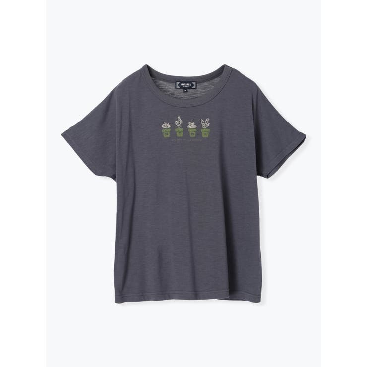 濃グレー | 鉢植えプリント×刺しゅうTシャツ | LUDIC PARK