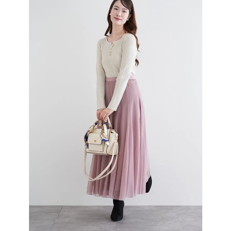 ヘンリーネックリブニットトップス（無地・ボーダー柄） | LUDIC PARK | 詳細画像6 