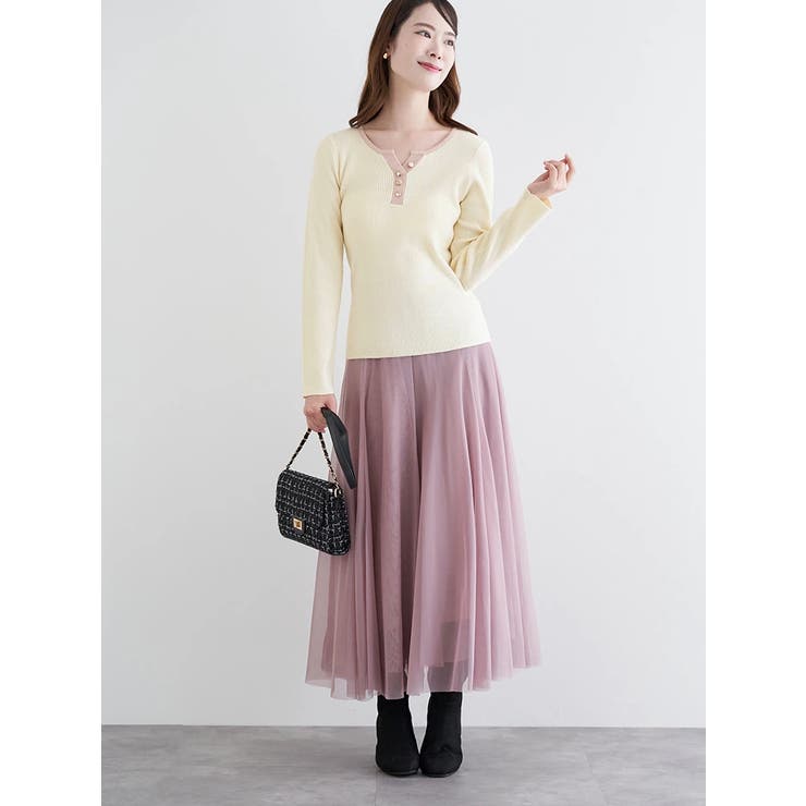 ヘンリーネックリブニットトップス（無地・ボーダー柄） | LUDIC PARK | 詳細画像8 