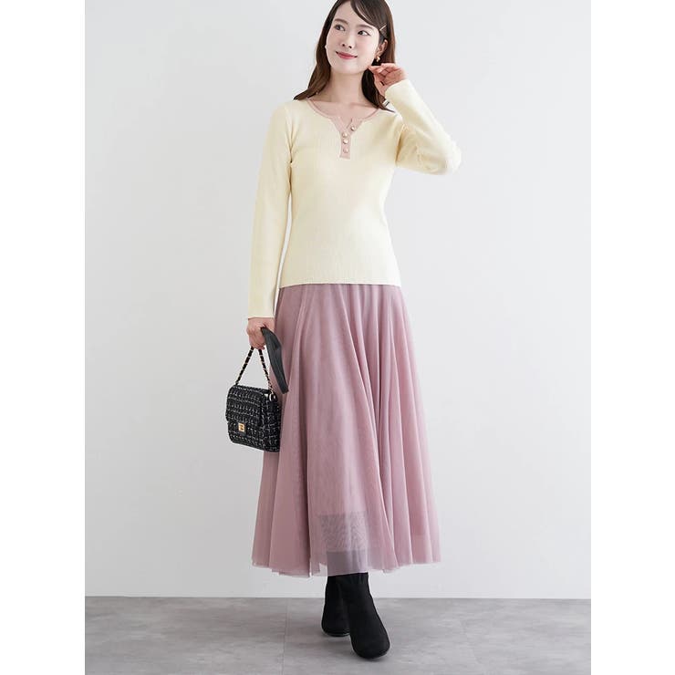 ヘンリーネックリブニットトップス（無地・ボーダー柄） | LUDIC PARK | 詳細画像10 