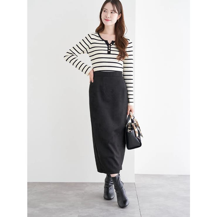 ヘンリーネックリブニットトップス（無地・ボーダー柄） | LUDIC PARK | 詳細画像13 