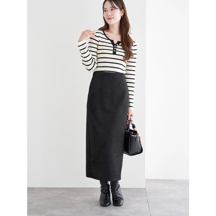 ヘンリーネックリブニットトップス（無地・ボーダー柄） | LUDIC PARK | 詳細画像14 