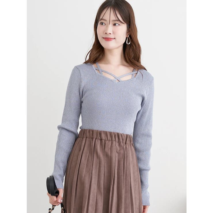 フロントクロスリブラメニットトップス | LUDIC PARK | 詳細画像2 