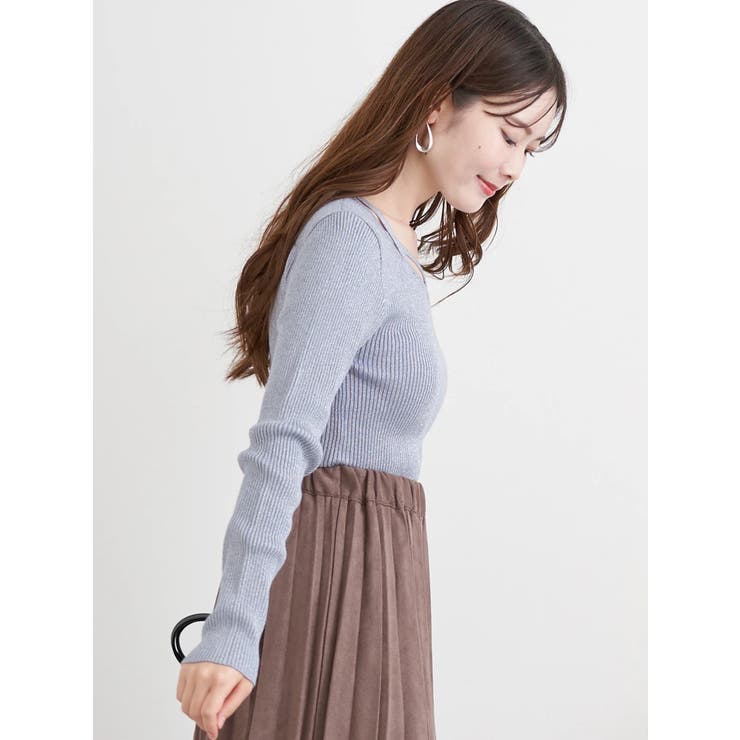 フロントクロスリブラメニットトップス | LUDIC PARK | 詳細画像3 
