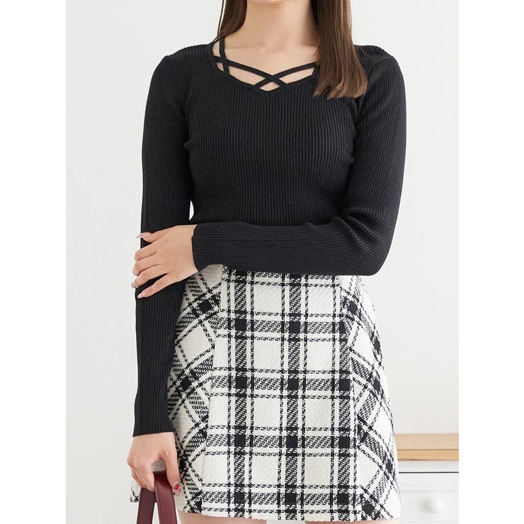 フロントクロスリブラメニットトップス | LUDIC PARK | 詳細画像17 