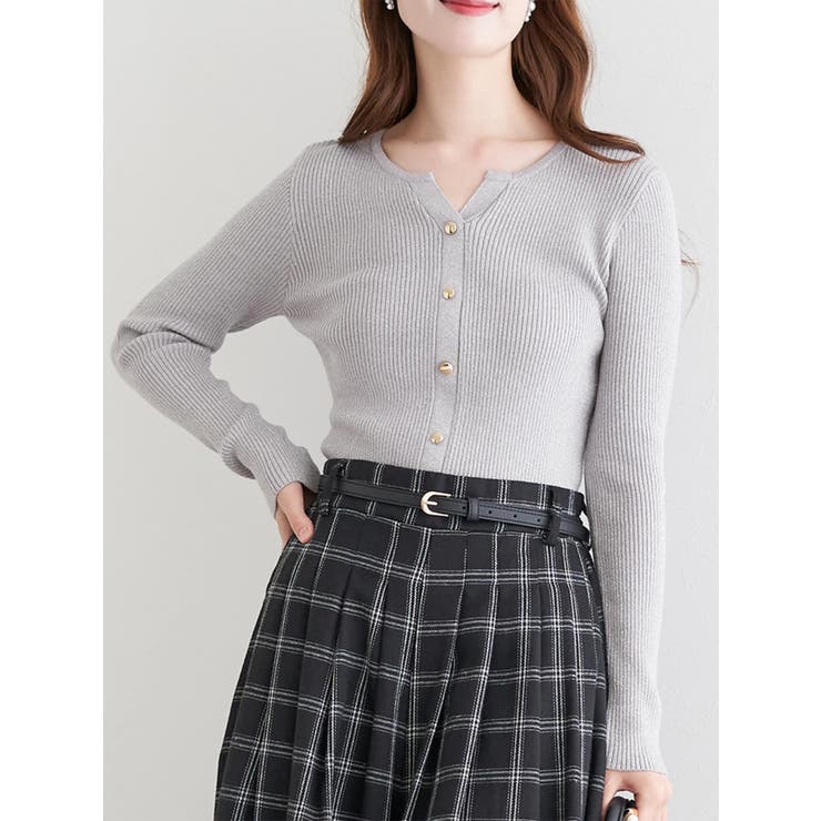 ペールブルー | カーデ風リブニットプルオーバー | LUDIC PARK