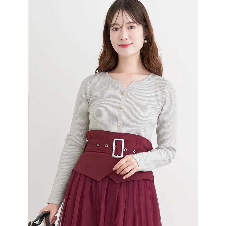 カーデ風リブニットプルオーバー | LUDIC PARK | 詳細画像16 