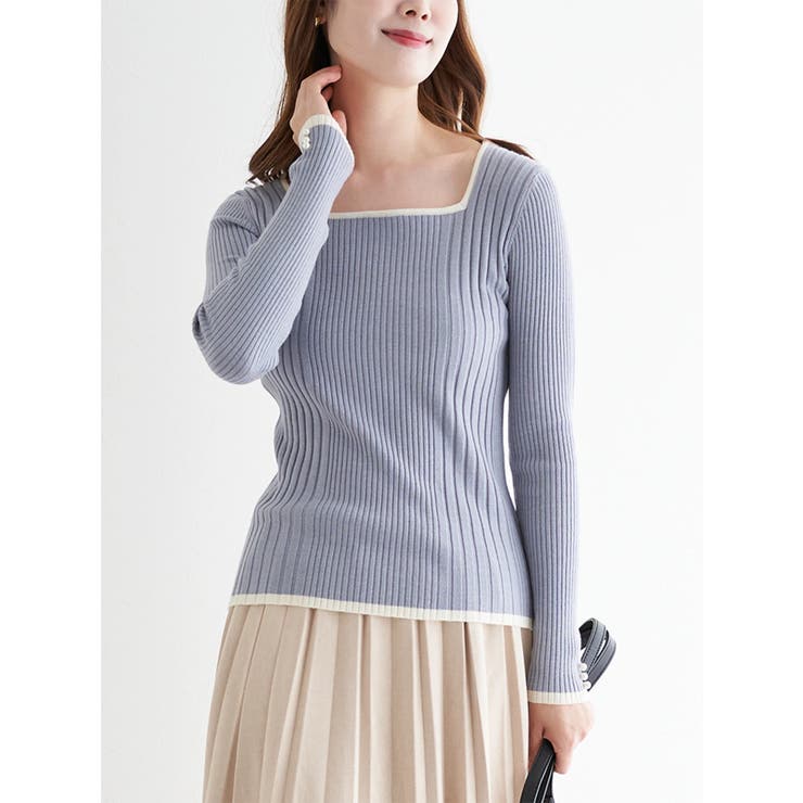 青 | スクエアネックラメニットプルオーバー | LUDIC PARK