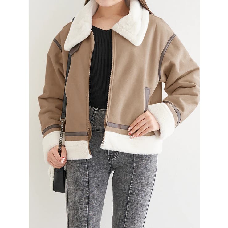 ベージュ | パイピングムートンジャケット | LUDIC PARK