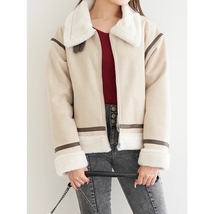 淡グレー | パイピングムートンジャケット | LUDIC PARK