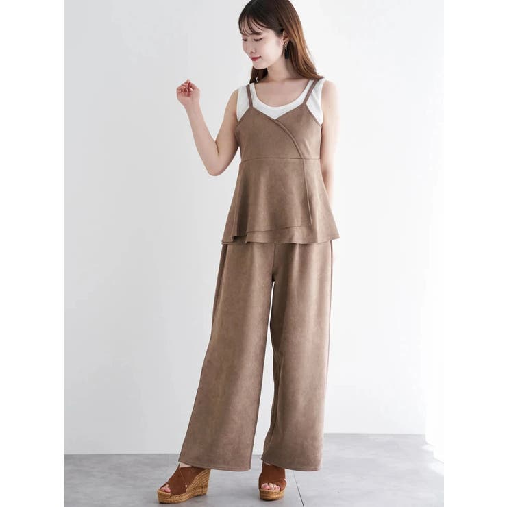 モカ茶 | [SET]スエードポンチラップ風キャミソール×ワイドパンツ | LUDIC PARK