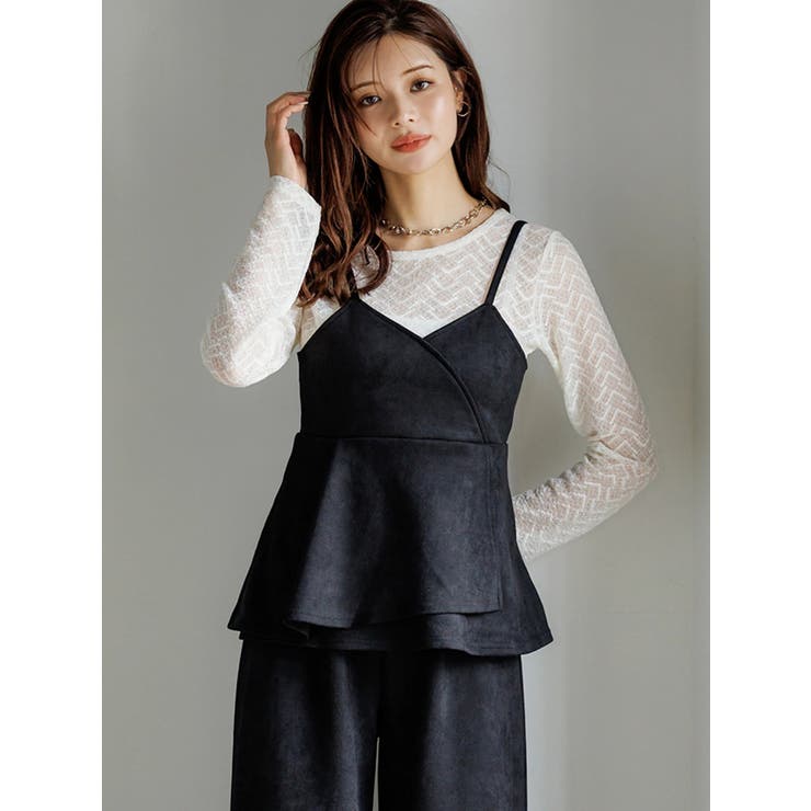 [SET]スエードポンチラップ風キャミソール×ワイドパンツ | LUDIC PARK | 詳細画像5 