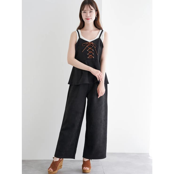 [SET]スエードポンチレースアップキャミソール×ワイドパンツ | LUDIC PARK | 詳細画像9 