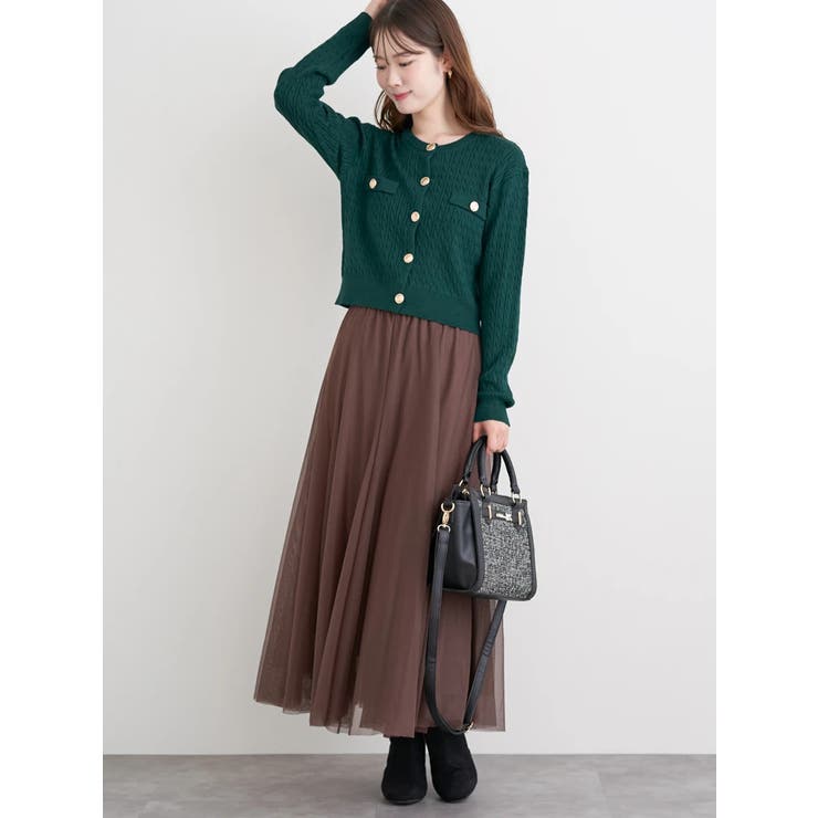 [2WAY]ビジュー付きツイード×フェイクレザーバッグ | LUDIC PARK | 詳細画像5 