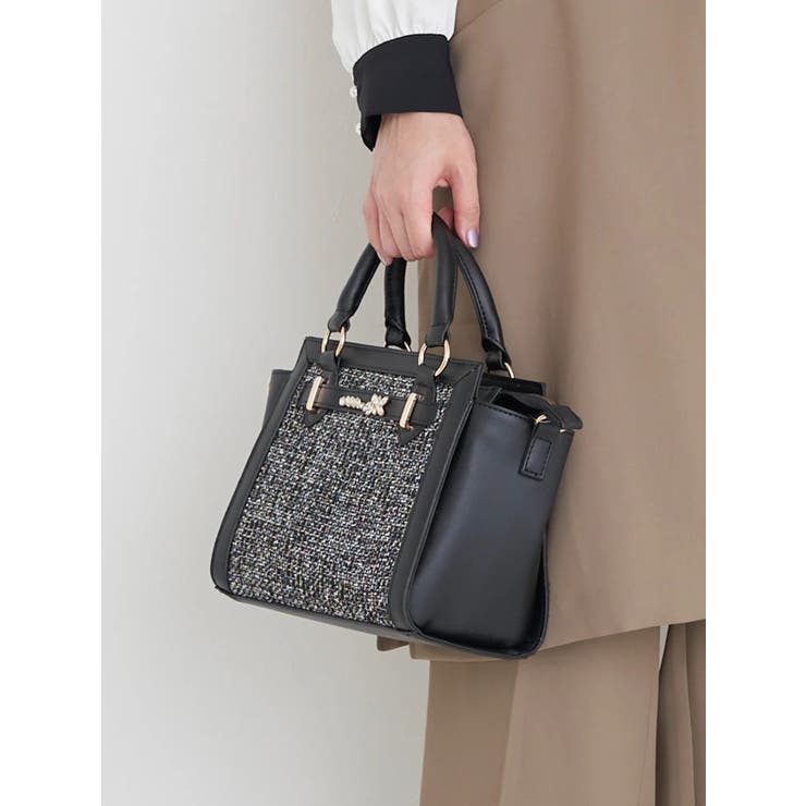 [2WAY]ビジュー付きツイード×フェイクレザーバッグ | LUDIC PARK | 詳細画像10 