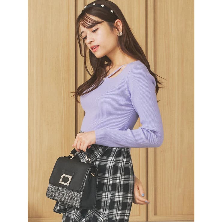 パール付きクロスリブニットトップス | LUDIC PARK | 詳細画像4 