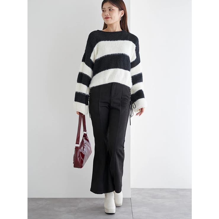 シャギーボーダーショート丈ニットプルオーバー | LUDIC PARK | 詳細画像6 