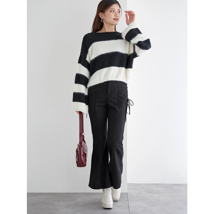 シャギーボーダーショート丈ニットプルオーバー | LUDIC PARK | 詳細画像7 