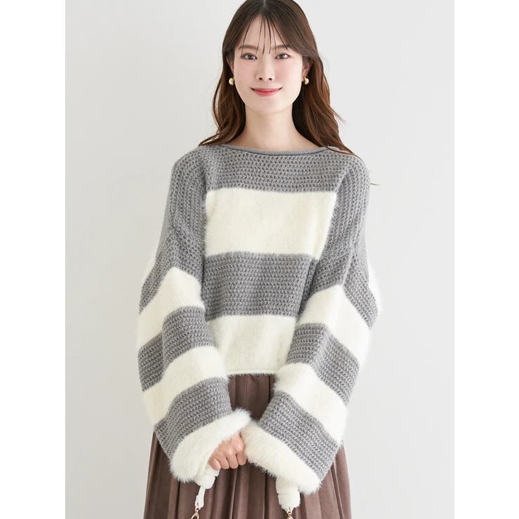 シャギーボーダーショート丈ニットプルオーバー | LUDIC PARK | 詳細画像10 