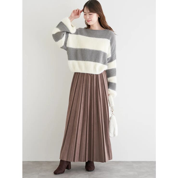 シャギーボーダーショート丈ニットプルオーバー | LUDIC PARK | 詳細画像14 