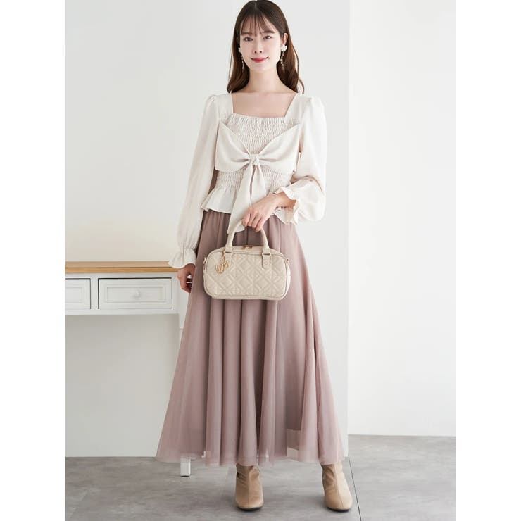 フロントリボンシャーリングブラウス（無地・チェック柄） | LUDIC PARK | 詳細画像5 