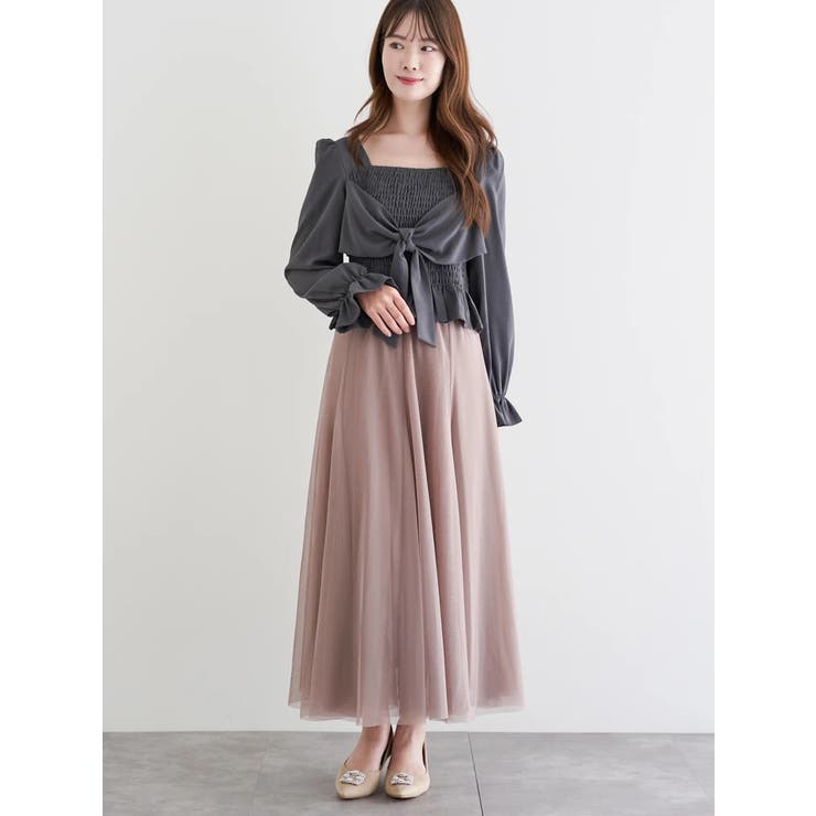 フロントリボンシャーリングブラウス（無地・チェック柄） | LUDIC PARK | 詳細画像17 